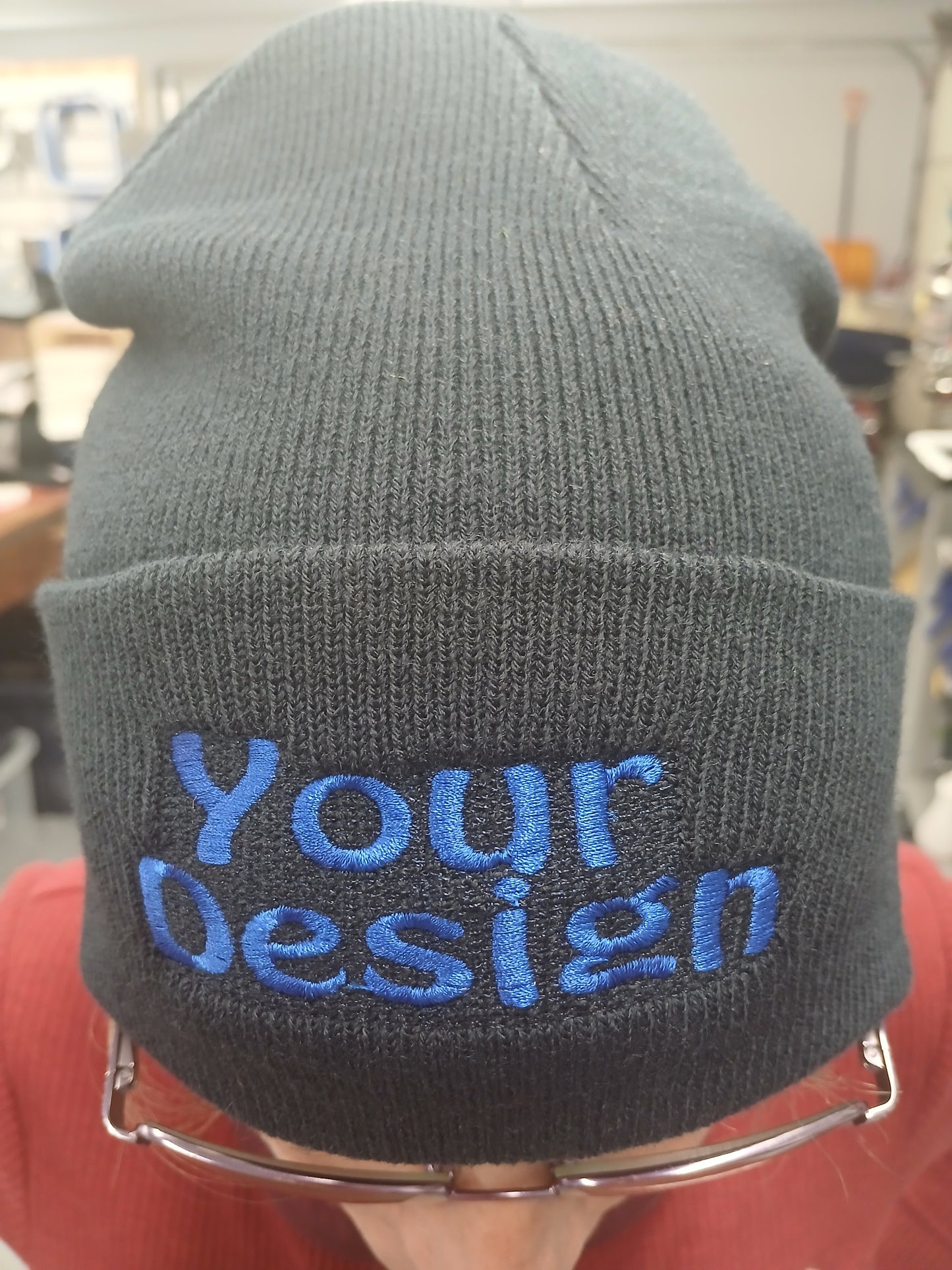 Any Color beanie with 'Your Design' text in you choice of styles, design and colors
