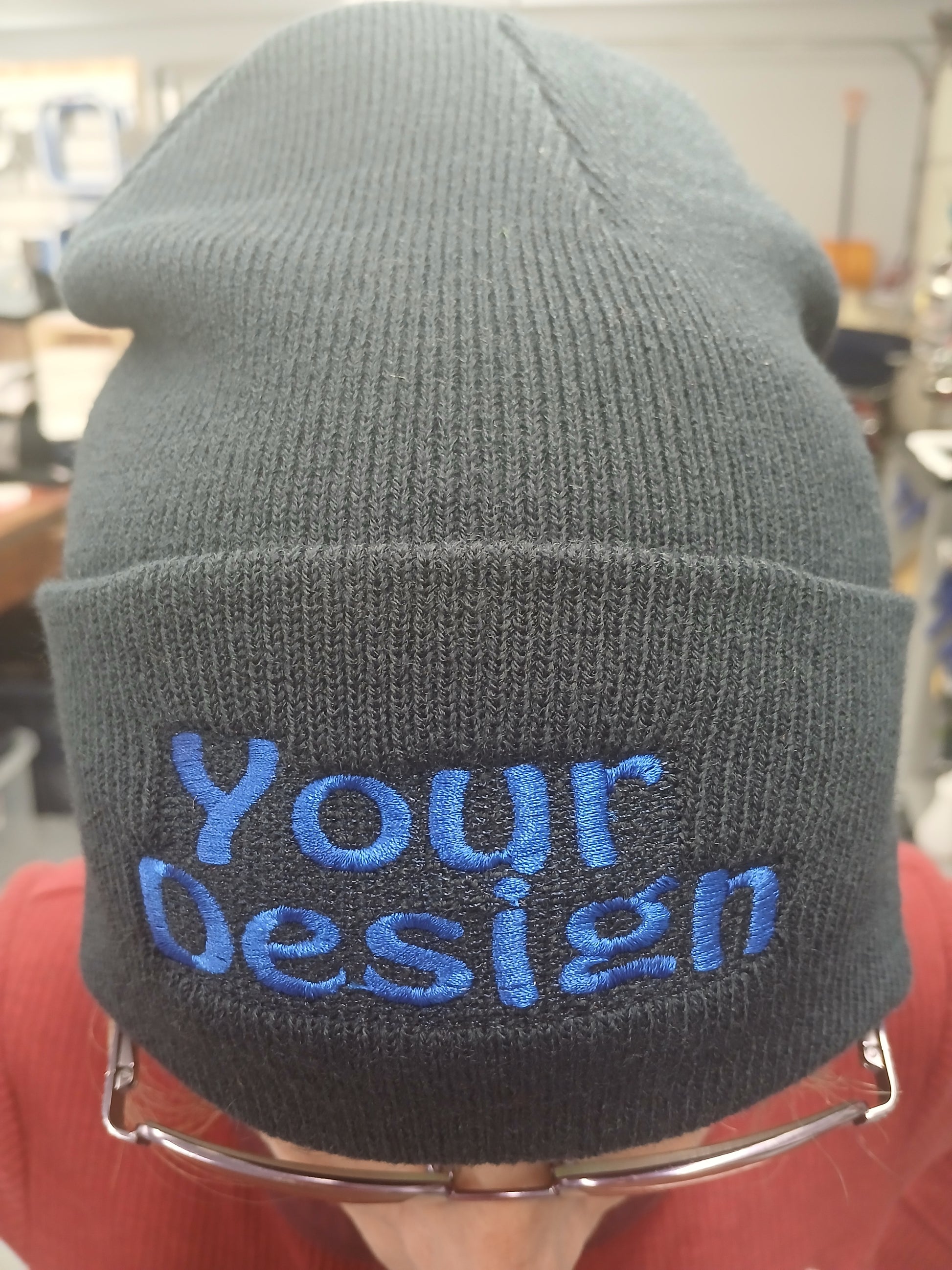 Any Color beanie with 'Your Design' text in you choice of styles, design and colors