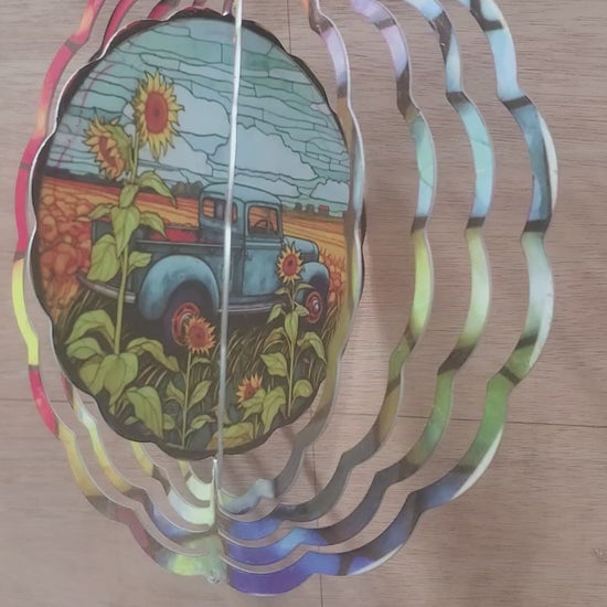 Sunflower and Truck wind spinner