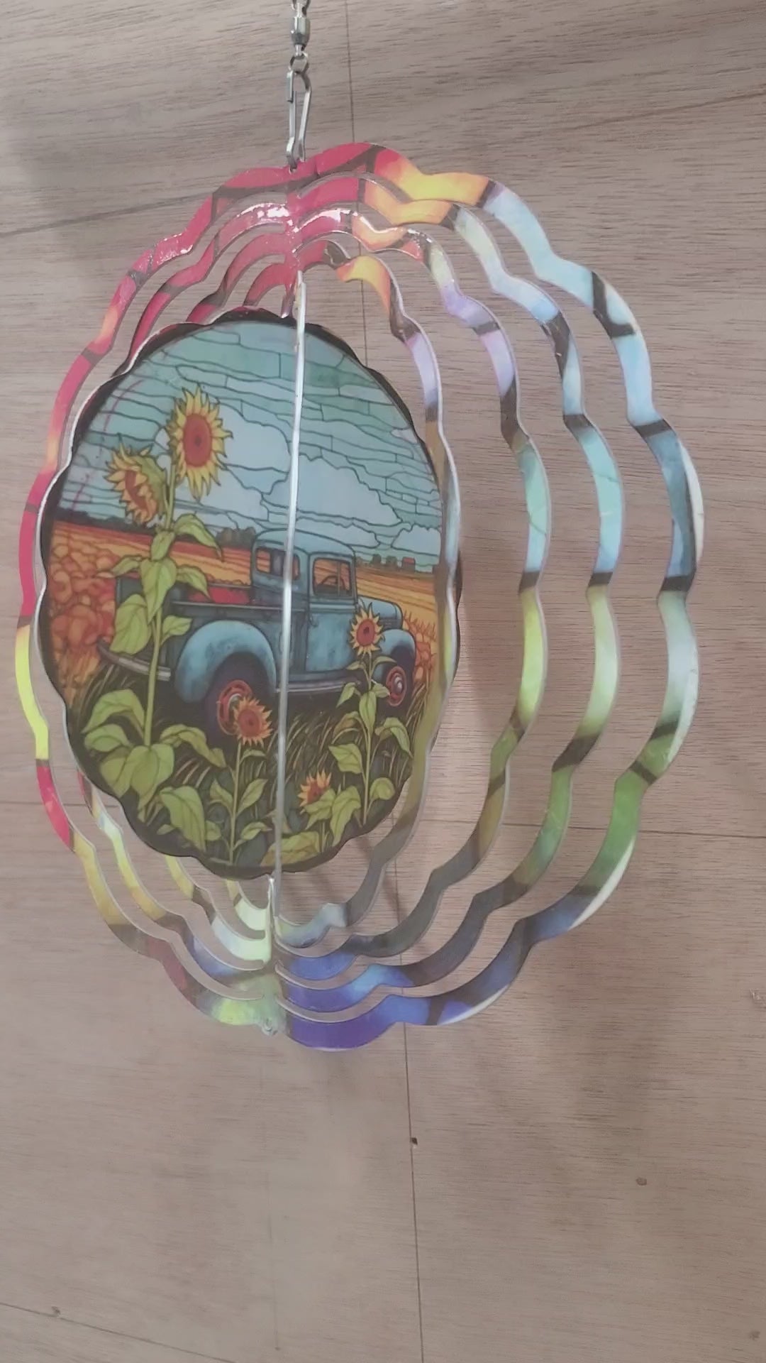 Sunflower and Truck wind spinner